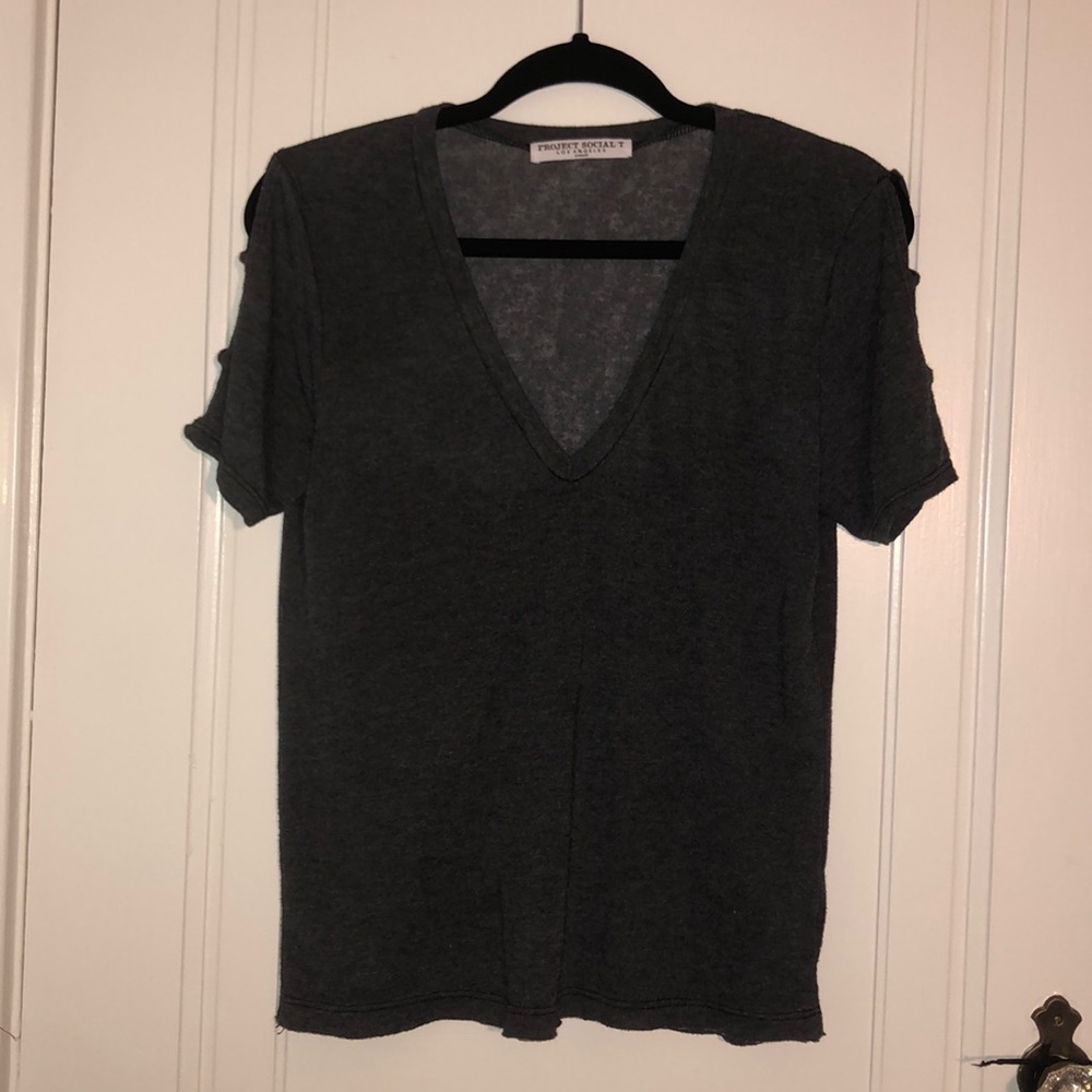 Project Social T: dark gray V-neck T-shirt